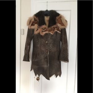 Giorgio Rotti Natural fur suede women’s brown coat